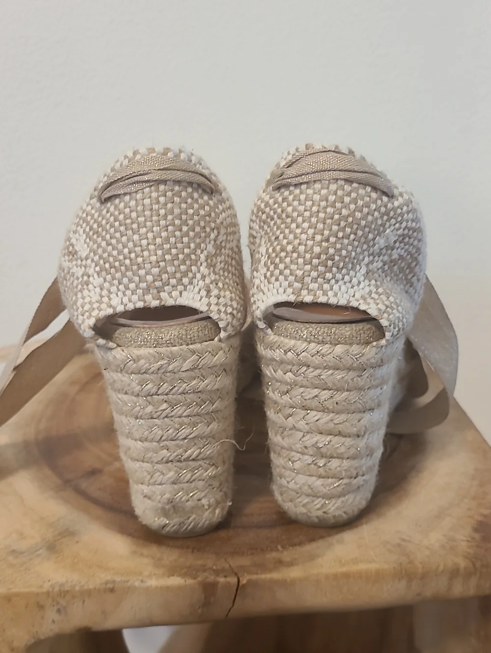 Castaner Sparkle Espadrille Wedge Sandals in Champagne